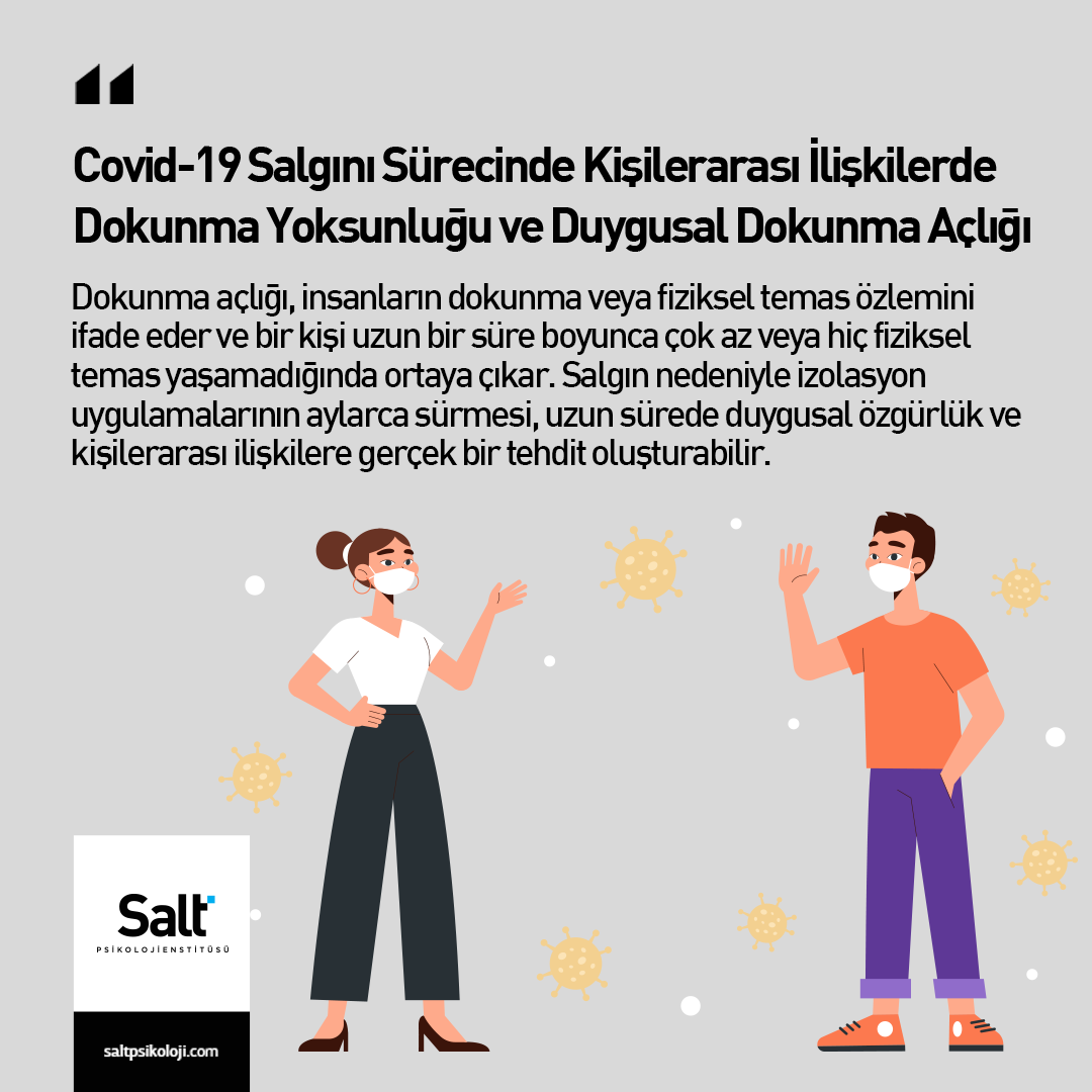 Dokunma açlığı, insanların dokunma veya fiziksel temas özlemini ifade eder ve bir kişi uzun bir süre boyunca çok az veya hiç fiziksel temas yaşamadığında ortaya çıkar. Yazının devamı Salt Blog'da! 
#saltpsikoloji