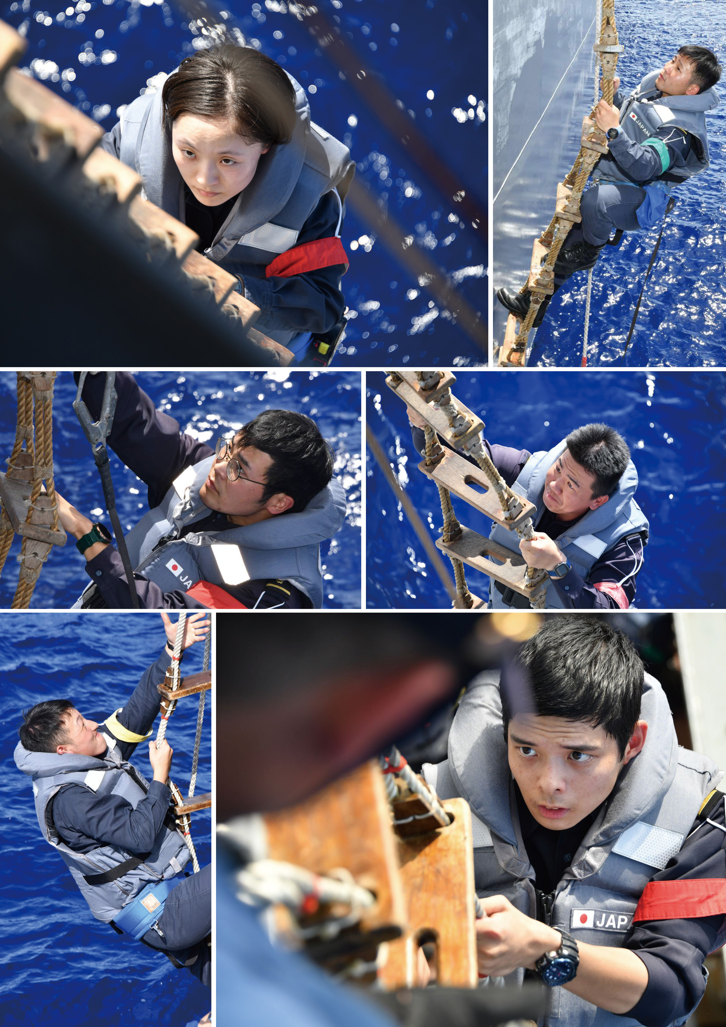 防衛省 海上自衛隊 遠洋練習航海 ジャコップ 縄はしご を登る訓練の模様です 必死さが伝わってきますね 未公開ショット 梯子 よいっしょ 落ちてたまるものか 登りきりました T Co 9bj4c2xntc Twitter