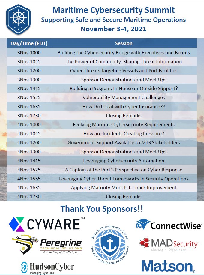 FrCyberMaritime's tweet photo. Olivier JACQ, CTO of #FrCyberMaritime, will speak at the #Maritime #Cybersecurity #Summit in November 3-4. Don't miss the chance to learn more on maritime cybersecurity challenges! 
Registration is still open at 👉 https://t.co/gq01bEmXBK

#Cyber #Portuaire #MCERT https://t.co/6ndH3iUB1a