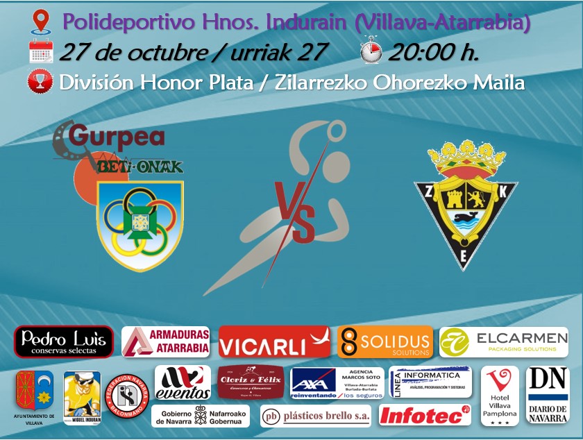 Club Deportivo Beti-Onak (@beti_onak) on Twitter photo #Gurpea <a href="/beti_onak/">Club Deportivo Beti-Onak</a> recupera la jornada 3 del campeonato recibiendo mañana al <a href="/AialaZarautz/">AialaZarautz</a> y buscando el liderato del grupo. El partido será retransmitido en directo por <a href="/NavarraTV/">Navarra Televisión</a>. Aupa Beti!!! <a href="/villavatarrabia/">Ayto VillavAtarrabia</a> <a href="/FundMIndurain/">Fundación Miguel Induráin Fundazioa</a> <a href="/FNBalonmano/">Federación Navarra de Balonmano</a> <a href="/deporte_na/">Deporte - Kirola</a> #Gurpea <a href="/beti_onak/">Club Deportivo Beti-Onak</a> recupera la jornada 3 del campeonato recibiendo mañana al <a href="/AialaZarautz/">AialaZarautz</a> y buscando el liderato del grupo. El partido será retransmitido en directo por <a href="/NavarraTV/">Navarra Televisión</a>. Aupa Beti!!! <a href="/villavatarrabia/">Ayto VillavAtarrabia</a> <a href="/FundMIndurain/">Fundación Miguel Induráin Fundazioa</a> <a href="/FNBalonmano/">Federación Navarra de Balonmano</a> <a href="/deporte_na/">Deporte - Kirola</a>