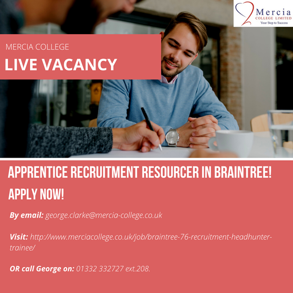 MerciaCollege's tweet photo. NEW VACANCIES!!!

We are recruiting for a Business Administrator Trainee and a Recruitment Headhunter Trainee in Braintree.

For more information please contact George on 01332332727 ext.208 or visit our website, https://t.co/W2cBv2WCoN

#jobs #apprenticeships #career #business https://t.co/Uja7wMiTxI