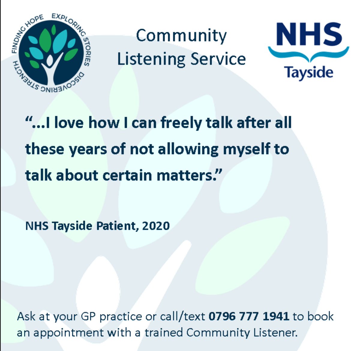 NHSTSpiritual's tweet image. When we #listen to understand without thinking of how to response or trying to fix, something happens. This is what some of our @nhstayside #communitylisteningservice users think... #spiritualcareweek