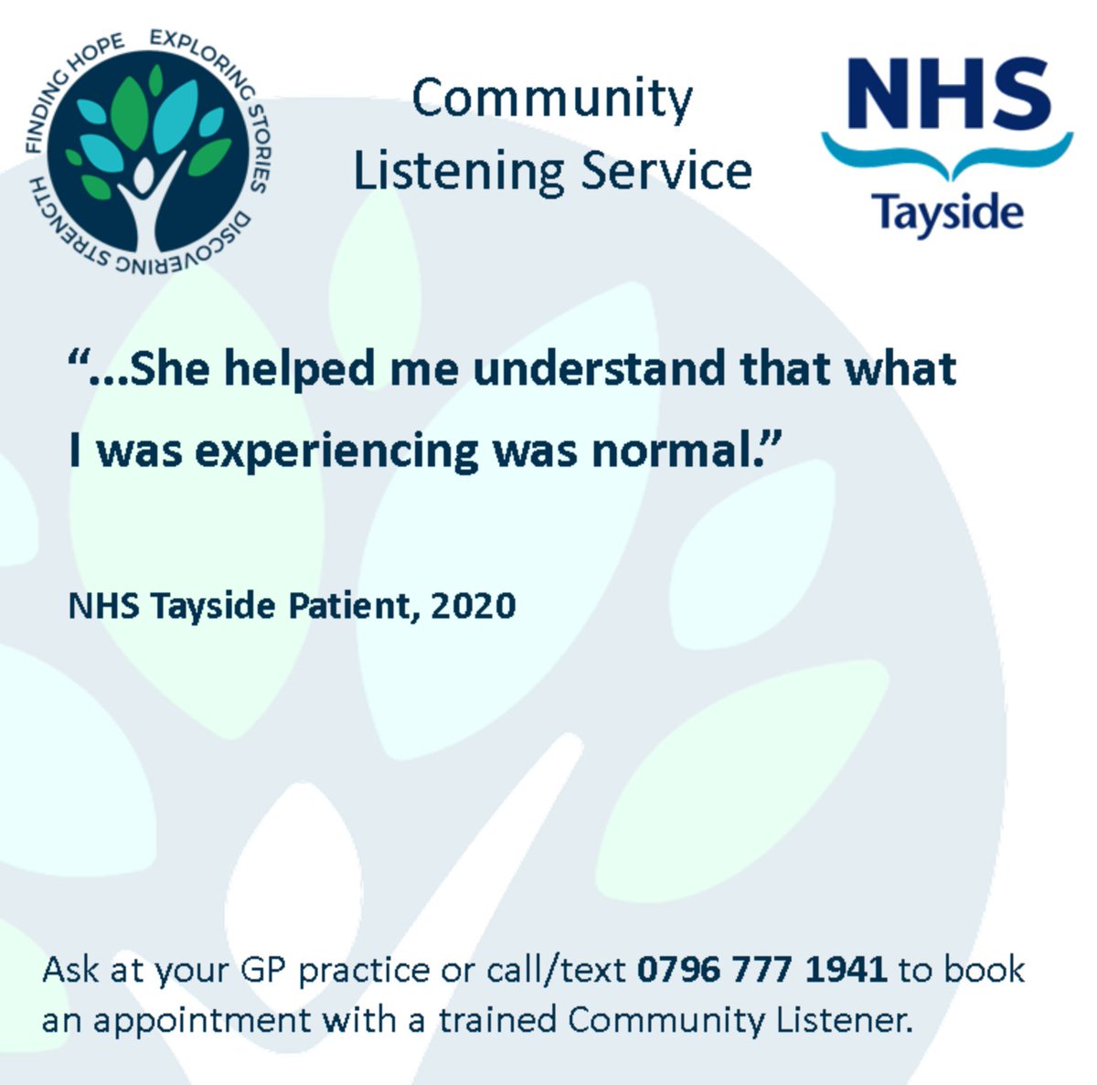 NHSTSpiritual's tweet image. When we #listen to understand without thinking of how to response or trying to fix, something happens. This is what some of our @nhstayside #communitylisteningservice users think... #spiritualcareweek