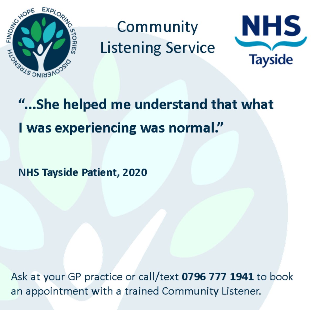 NHSTSpiritual's tweet image. When we #listen to understand without thinking of how to response or trying to fix, something happens. This is what some of our @nhstayside #communitylisteningservice users think... #spiritualcareweek