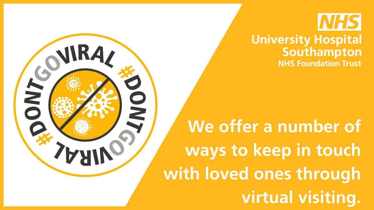 University Hospital Southampton 💙 (@uhsft) on Twitter photo Although visiting patients in person is limited to certain circumstances, you can still keep in touch virtually and staff are able to assist patients. More info can be found online (uhs.nhs.uk/PatientsAndVis…), on site at the <a href="/UHS_SupportHub/">UHS Patient and Family Support Hub</a>, or by speaking to the ward manager. Although visiting patients in person is limited to certain circumstances, you can still keep in touch virtually and staff are able to assist patients. More info can be found online (uhs.nhs.uk/PatientsAndVis…), on site at the <a href="/UHS_SupportHub/">UHS Patient and Family Support Hub</a>, or by speaking to the ward manager.