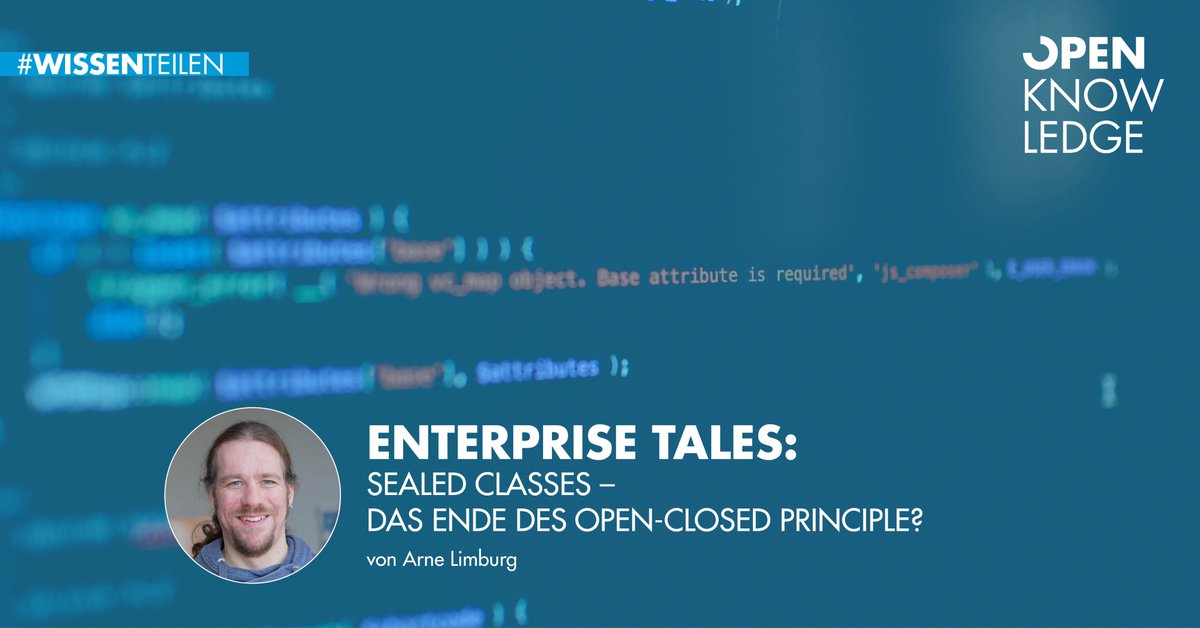 _openknowledge's tweet image. 🆕Eine neue Ausgabe der #EnterpriseTales Kolumne von @ArneLimburg ✍️Was besagt das Open-Closed Principle und warum ist es überhaupt sinnvoll? openknowledge.de/enterprise-tal…
#WISSENteilen #SealedClasses #OpenClosedPrinciple
