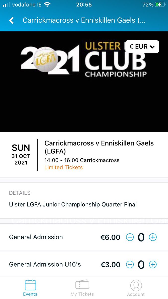 Carrick_LGFA's tweet image. This Sundays @UlsterLadies Junior 1/4 Final v @enniskillengaa is All Ticket, Tickets available on the MyTicketApp @Hiabglobal @CarrickEmmets @Monaghan_LGFA @gaa_monaghan @monaghangaa @stlouiscmx @InverCollege @LadiesFootball @sportswomenIRL