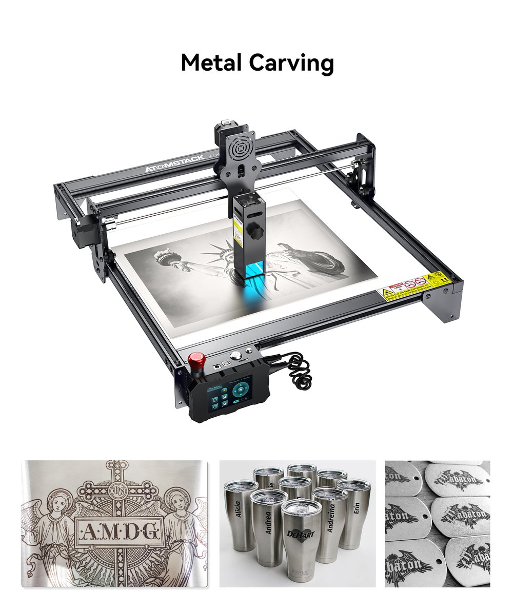 SAtomstack's tweet image. The latest product news express, AtomStack X7 Pro will be coming soon. Find it from Amazon, Aliexpress, eBay for AtomStack X7 Pro.  More power for wood cutting, with emergency switch, Wifi & Bluetooth linked. You will like it. #laser #lasercut #laserengraving #lasercutting