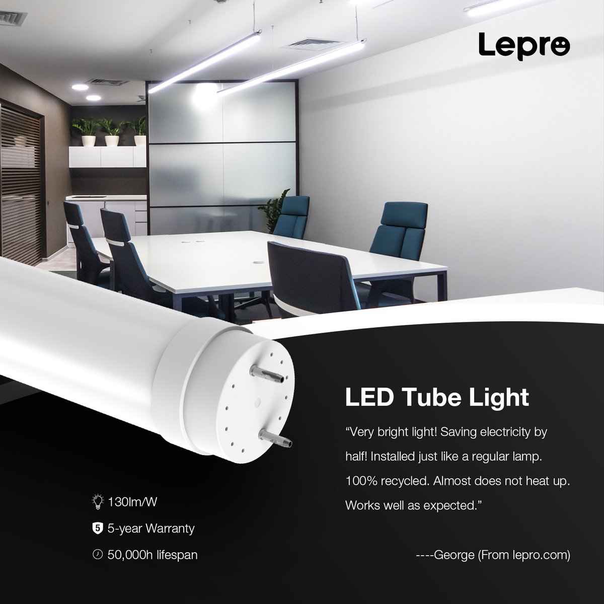LightingEver's tweet photo. "Very bright light! Saving electricity by half! Installed just like a regular lamp. 100% recycled. Almost does not heat up. Works well as expected."#voc 
#Lepro LED Tube Light -- 50% energy saving
https://t.co/iEWedV6mGu
#LED #lighting #ledlights #tube #tubelights https://t.co/zO0g0DqX41