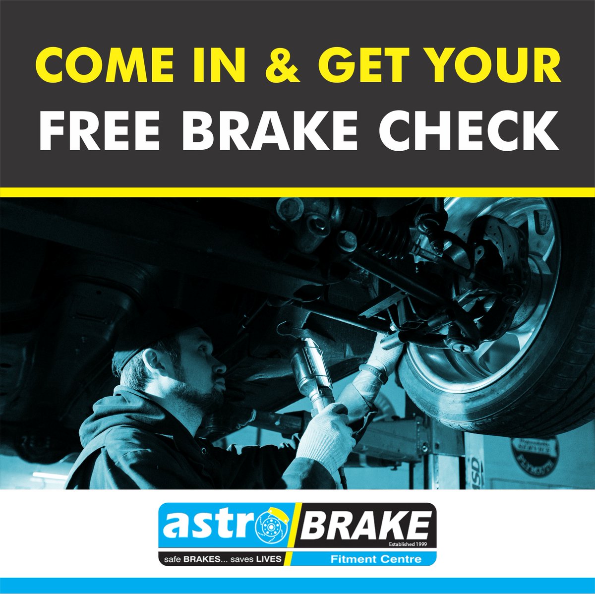 Get your brakes checked for FREE at Astro Brake. We will help you &amp; give your car the best treatment it deserves

Contact us
087 537 1647
astrobrake.co.za
628 Frank Road, near East Rand Mall, Boksburg

#SafeBrakesSavesLives #Astrobrakeandclutch #brakerepairs #AAapproved