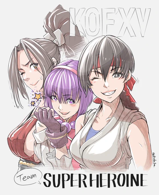 スーパーヒロインチーム!
#KOF #KOF15 #ユリサカザキ #麻宮アテナ #不知火舞 #格ゲーキャラ描こうぜ 