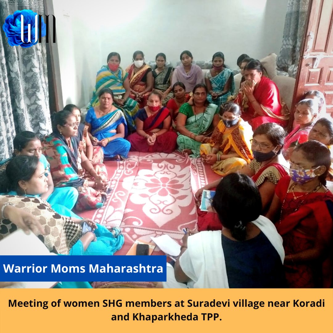 Warriormomsin's tweet photo. Meeting of women SHG members at Suradevi village near Koradi & Khaparkheda TPP.
SHG meetings are going to happen across 8 villages in Nagpur district.
Warrior Moms Maharashtra is just getting started!
#warriormoms #maharashtra #nagpur #airpollution https://t.co/FqlOphAAtC