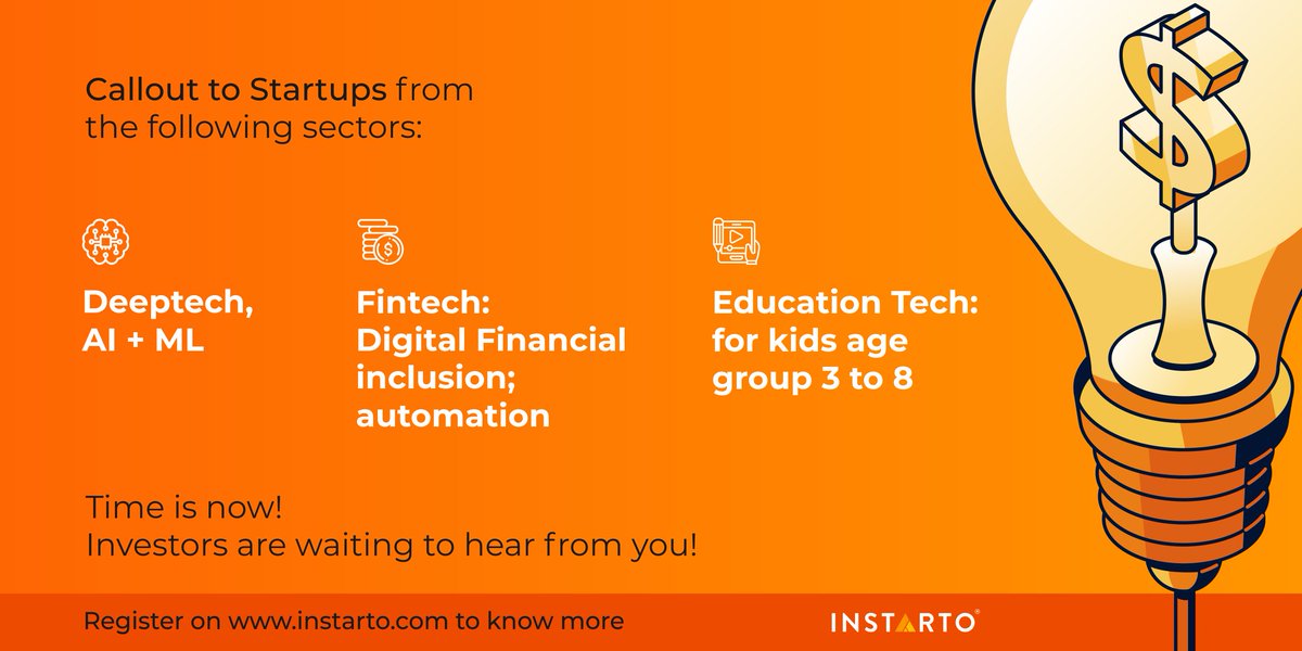 InstartoOffical's tweet photo. Callout to Startups!
Actively looking for extremely unique and scalable startups from the following sectors, which are actively looking to raise funds.

Please reach out to us now at info@instarto.com and sign up using https://t.co/mA56H7OtVp
#startups #techstartup #instarto https://t.co/e9KIQtpim0