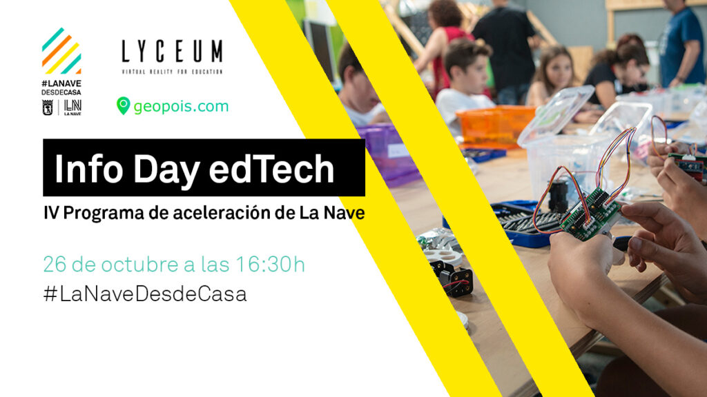 ☝️ ¡Esta tarde tienes la última oportunidad para resolver dudas sobre la 4ª convocatoria de nuestro programa de aceleración de #startups! 

Podrás preguntar lo que quieras a los fundadores de <a href="/geopois/">Javier Gabas Jimenez</a> y <a href="/Lyceum_VR/">LYCEUM VR</a>, acelerados en La Nave.
 
¡Inscríbete! bit.ly/InfoDayEdTechLN