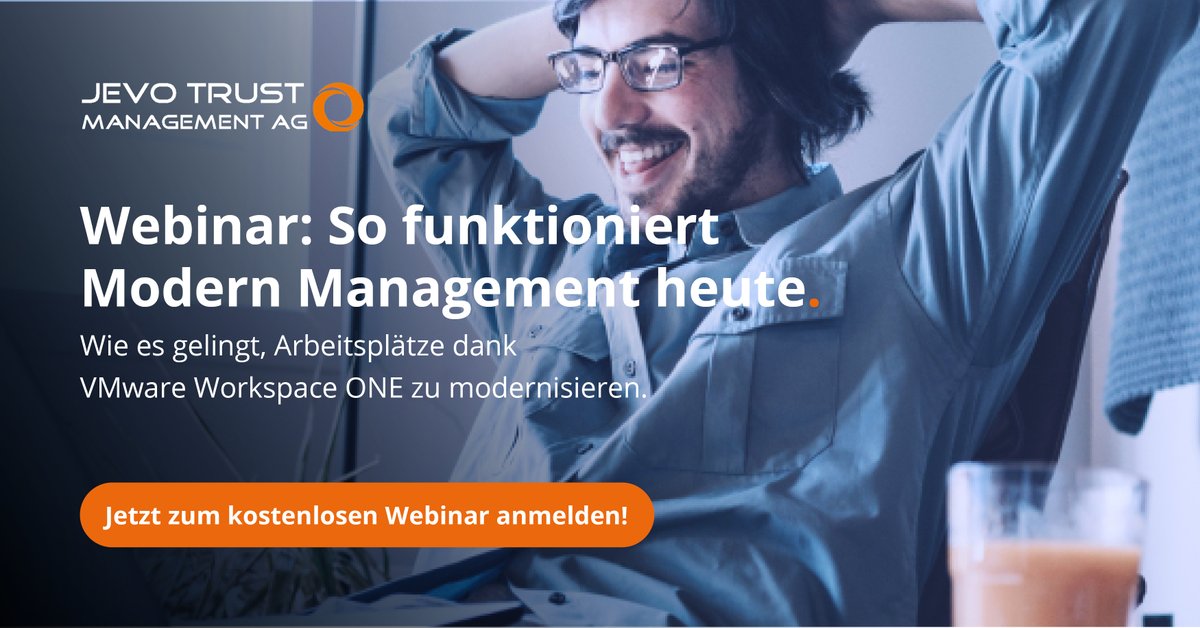 Jevotrust's tweet photo. IT-Betrieb vereinfachen, ausreichend schützen und dabei noch Ihre Mitarbeiter unterstützen. So gelingt Modernes Management mit Windows 10. Jetzt zum Webinar anmelden: 10. November um 10 Uhr: https://t.co/JPCVm5JEqz

#digitalerarbeitsplatz #jevotrust #VMware #modernmanagement https://t.co/oegNvQYBiB