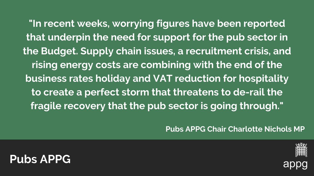 Pubs APPG chair, @charlotte2153 has written to the Chancellor ahead of the Budget, urging him to support pubs and licensees. Read the full letter on the Pubs APPG website 👇👇👇

apppg.camra.org.uk/resources/