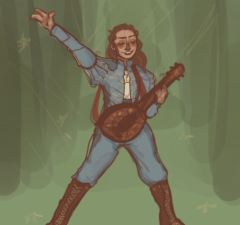 milois_baby's tweet photo. Okay I drew @brigreenie as Jaskier while 🍃listening🍃 to their podcast! This was a super fun mini project and I’ve been a big fan of Bri for a long time so I’m not sure how much I like it but I’m gonna post. I was trying to get Bri’s look but As Jaskier + that blue suit I love. https://t.co/iRrpfKXchM
