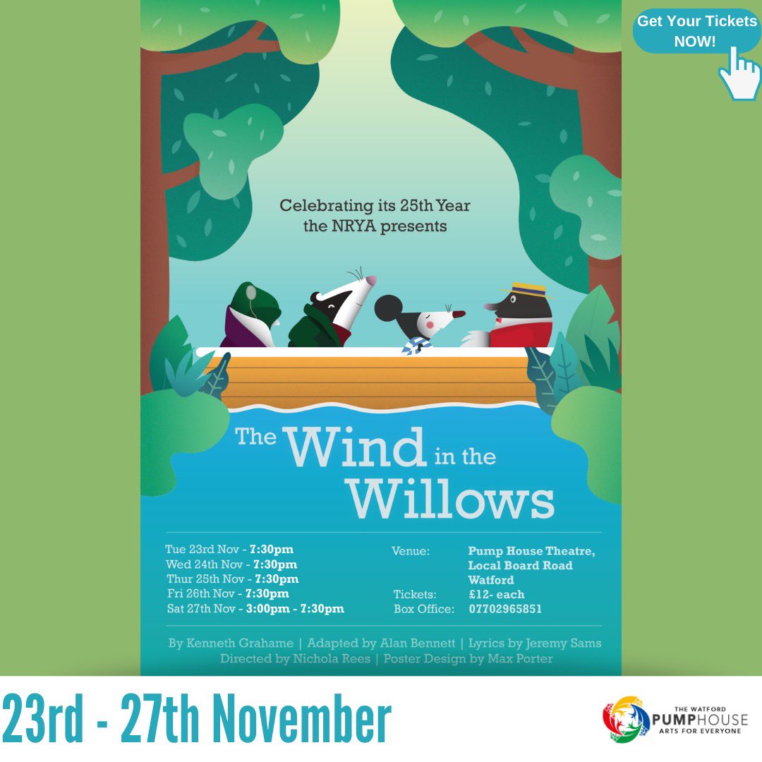 PumpHouseCentre's tweet photo. 🐸 Wind in the Willows 🦡
This timeless, classic show written by Kenneth Grahame and adapted for stage by Alan Bennett is coming to the #PumpHouse !
Come along 👉 https://t.co/JQRWIT6np7
#WindInTheWillows #WatfordEvents #WatfordForYou https://t.co/f4pUdgzkSw