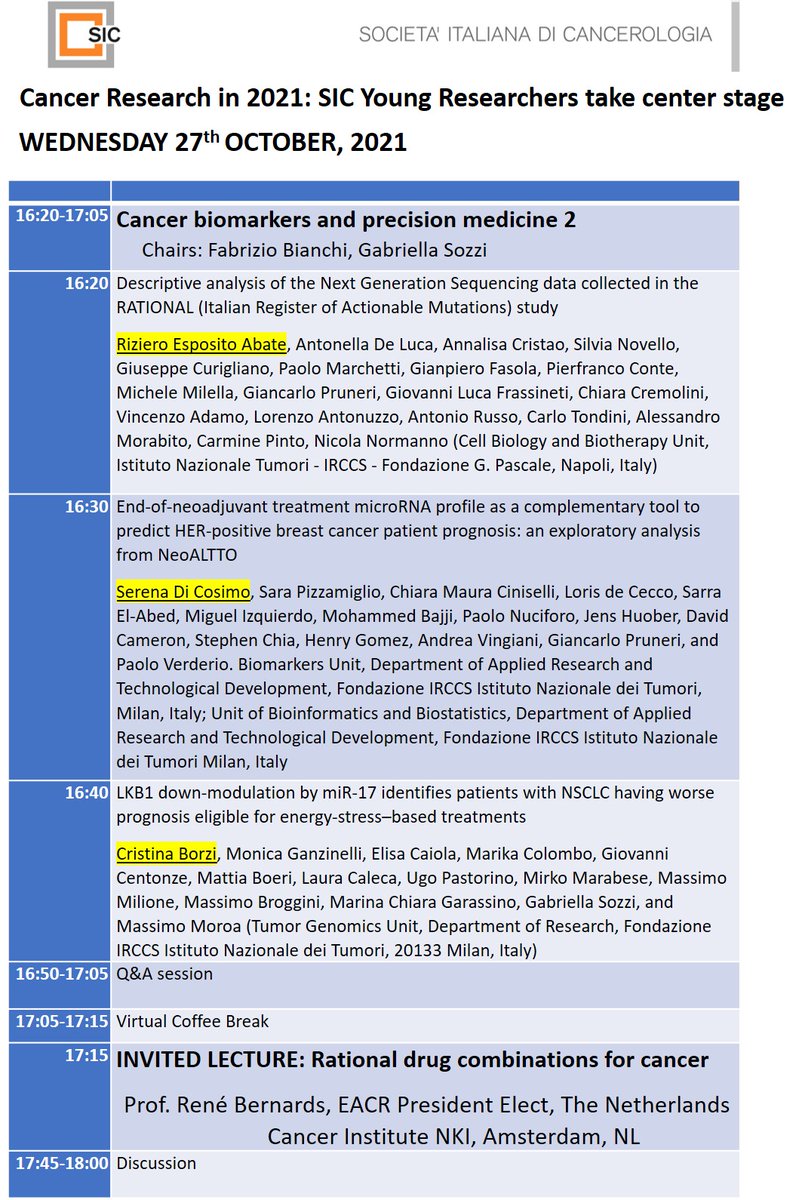 The @SIC_cancer virtual meeting kicks off tomorrow 27 October 2021. Check out the full programme here. cancerologia.it/assets/2021-ca… Deadline for free registration is today. mitcongressi.it/old/iscrizione…