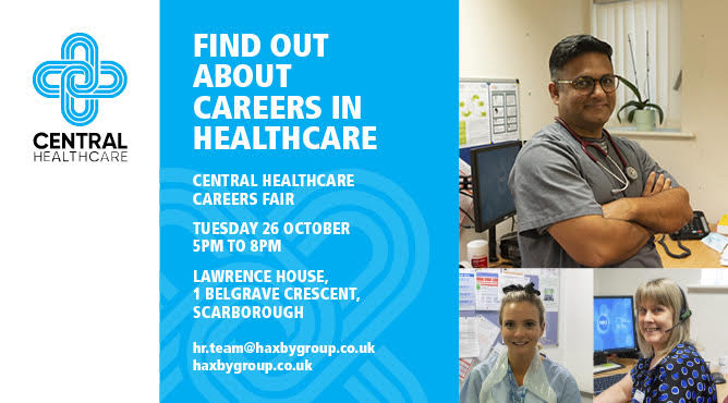 \\CAREERS FAIR SCARBOROUGH - TODAY//
Want to work in healthcare?  🩺😷 

Find out how you can start a career in health, with all the training and development you will need to go far.

Visit us at TODAY,  Tues 26 Oct, Lawrence House, 1 Belgrave Crescent Scarborough, 5pm - 8pm.
