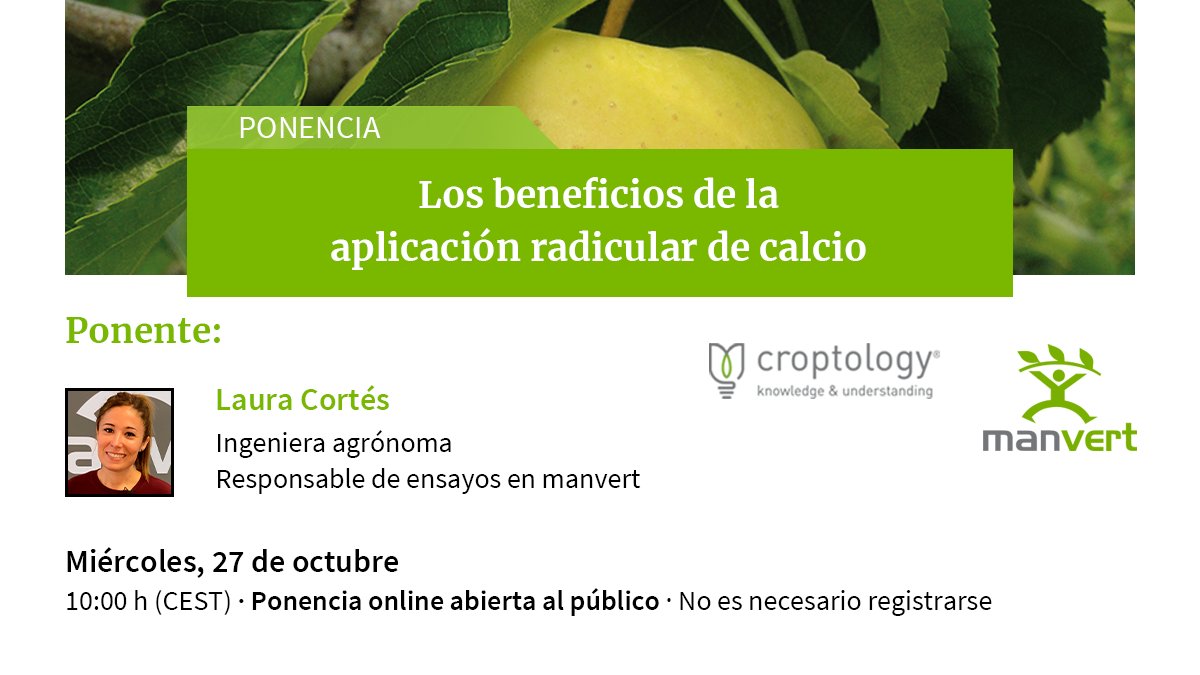 manvert_'s tweet photo. En el marco de la #semanafruticola de @irtacat, te invitamos a la ponencia online: Los beneficios de la aplicación radicular de #calcio. ¡Te esperamos!
Entra a la ponencia: https://t.co/1GGOFDF3tX
#manvertSolutions #bitterpit https://t.co/VXl1DFt2wT