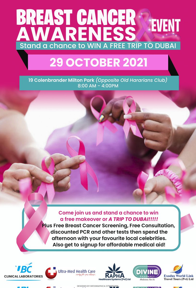 raphaclinic1's tweet photo. Join us on the 29th of October as we get together to fight #Cancer and stand a chance to win amazing prizes including a Trip to #Dubai!
#BreastCancerAwarenessMonth #pinktober #breastcancerawareness #pinkribbon #CancerAwarenessMonth #cancerawarenessevent #win #dubaitrip https://t.co/Ytz5FZDBmd