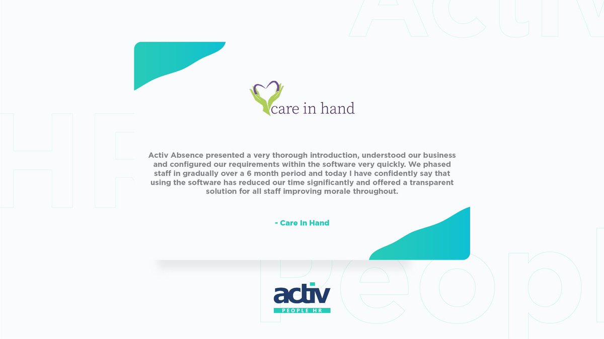 activpeoplehr's tweet photo. Activ Absence presented a very thorough introduction, understood our business and configured our requirements within the software very quickly." 

#hr #hrsoftware #business #experience #humanresources #absences #cloudsoftware #businesssoftware #testimonials #testimonialtuesday https://t.co/I35ZnOdnM8