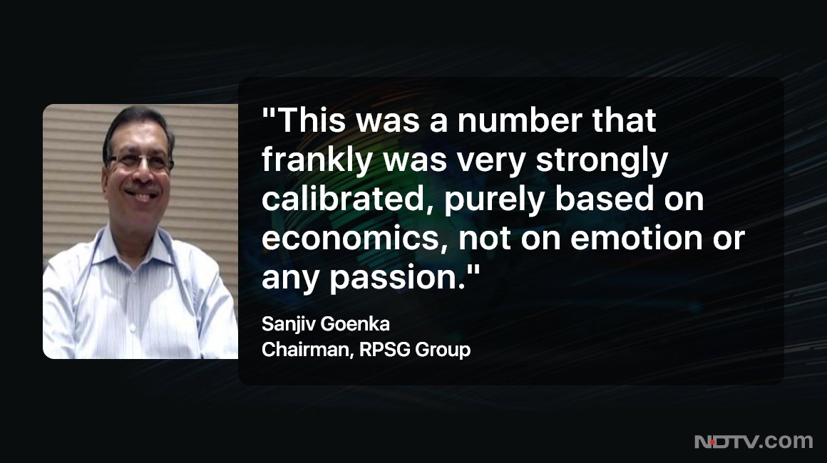 ndtv's tweet photo. #NDTVExclusive | Sanjiv Goenka, Chairman, RPSG Group (@rpsggroup) on his bid of over Rs 7,000 crore for the #IPLLucknow team. https://t.co/oiaiH9tHN0