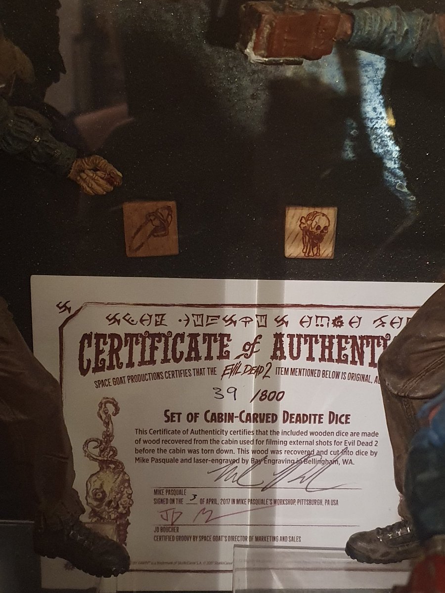 Pyrodarknessan1's tweet photo. In honour of spooky month.
BEHOLD!!!   The most "cursed"  item  in my possession. And its not just that they are made from THE  cabin set peice that makes them cursed.

Also these cost me well over $800 usd
#spacegoatproductions #evildeaddicd #evildeadboardgame #kickstarterscam https://t.co/6hJJSOsHEi