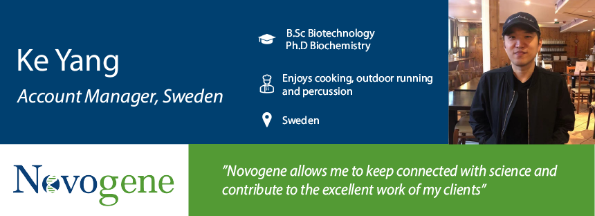 Novogene_Europe's tweet photo. Meet Ke, our Account Manager for Sweden! While he's not travelling across the country to make his clients' goals a reality, Ke love to cook, run, and enjoy percussion. https://t.co/hiwG04xIXb