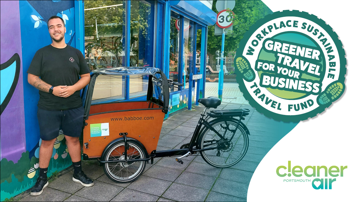 portsmouthtoday's tweet photo. Southsea Cycles have switched to more sustainable business journeys with electric cargo bikes bought through the Workplace Sustainable Travel Fund. By using the bikes for small deliveries, they have reduced their annual mileage by 3000 miles. Apply today https://t.co/3TSQeRXPaJ https://t.co/nOHEAdszrJ