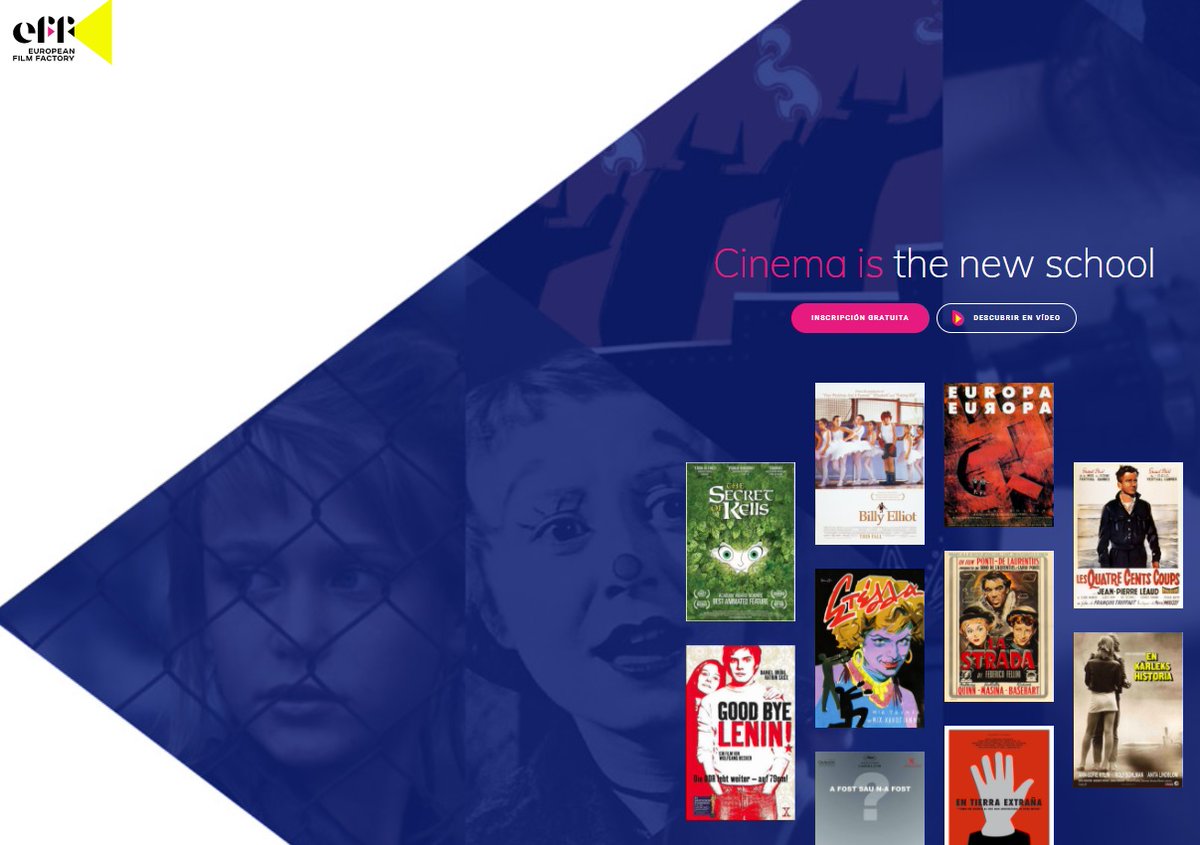 ¿Conoces European Film Factory? Es una plataforma de cine dirigida a docentes y estudiantes europeos (de 11 a 18 años). Está disponible en varios idiomas y ofrece guía didácticas.  europeanfilmfactory.eu @Eu_FilmFactory #cine #educación #AlfabetizaciónAudiovisual