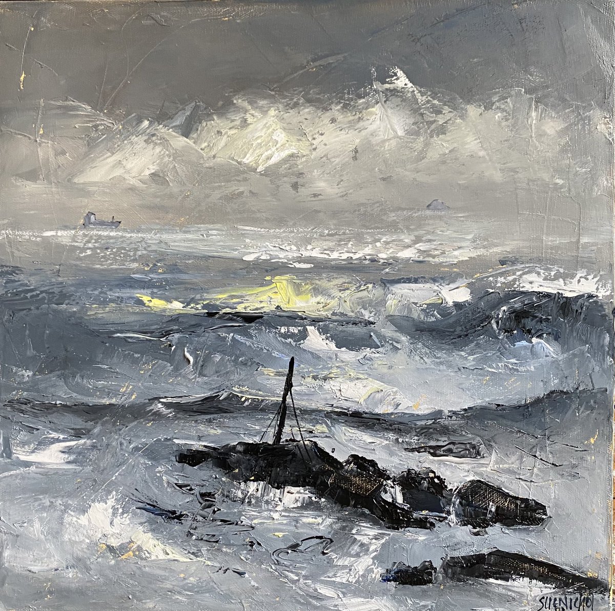 staithesartist's tweet photo. Scottish Seas. Seaward, East Neuk O Fife from an inspirational photo by @OStonestreet Thank you. #seascape #marineartist https://t.co/NEWGaabkUc