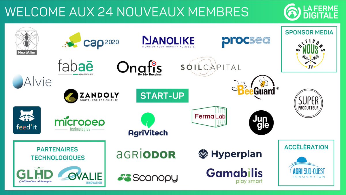 La Ferme Digitale (@fermedigitale) on Twitter photo La Famille s'agrandit 💚 Nous sommes très fiers de vous présenter 24 nouvelles entreprises qui rejoignent notre belle communauté #agtech #foodtech #winetech. Nous sommes à présent 80 au service de l'agriculture et de l'alimentation ! Découvrez-les tous lafermedigitale.fr/membre/ 🚀 La Famille s'agrandit 💚 Nous sommes très fiers de vous présenter 24 nouvelles entreprises qui rejoignent notre belle communauté #agtech #foodtech #winetech. Nous sommes à présent 80 au service de l'agriculture et de l'alimentation ! Découvrez-les tous lafermedigitale.fr/membre/ 🚀