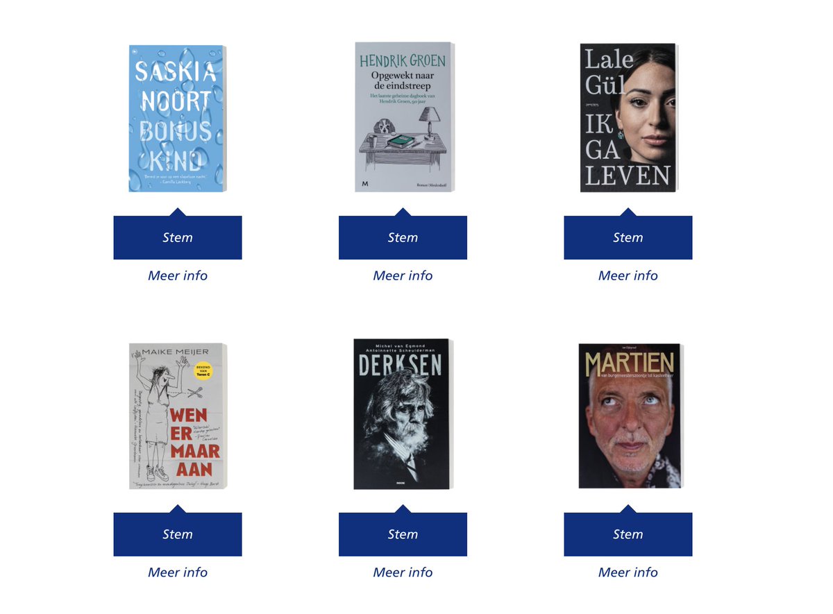 boekenafdeling's tweet photo. Dit zijn de genomineerden voor de @NSPublieksprijs  2021. Stem en win een jaar lang gratis boeken en gratis reizen met de trein.
https://t.co/7vN6GBJ4W6 #NSpublieksprijs #boeken #boekenafdeling https://t.co/uqsWh2ymZR