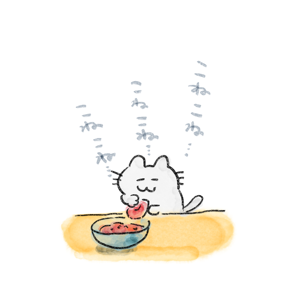 晩ご飯のハンバーグをこねこねするネコ😼
#イラスト #ネコ 