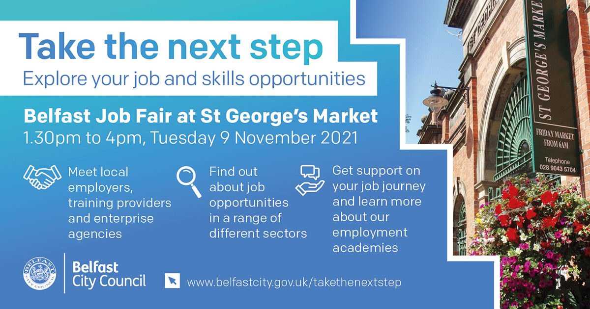 Myself and  @Freight_NI are delighted to support @belfastcc #takethenextstep job fair @StGeorgesMarket Belfast on Tue 9th November, #logistics #drivershortage #opportunities @LogisticsUKNews