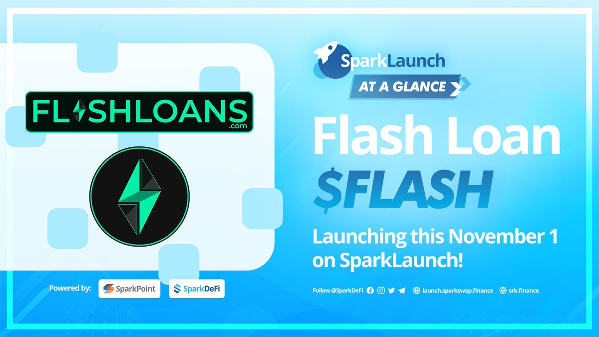 sparkpointio's tweet image. We're excited to bring to you the next project to launch on @SparkDeFi #SparkLaunch! 🤩
Introducing @ComFlashloans, a new #DeFi tool that allows users to create and perform a flash loan-backed trade from an easy-to-use UI.
📅 11.01.21 🚀🌕✨
#BSC #BinanceSmartChain #BUIDL