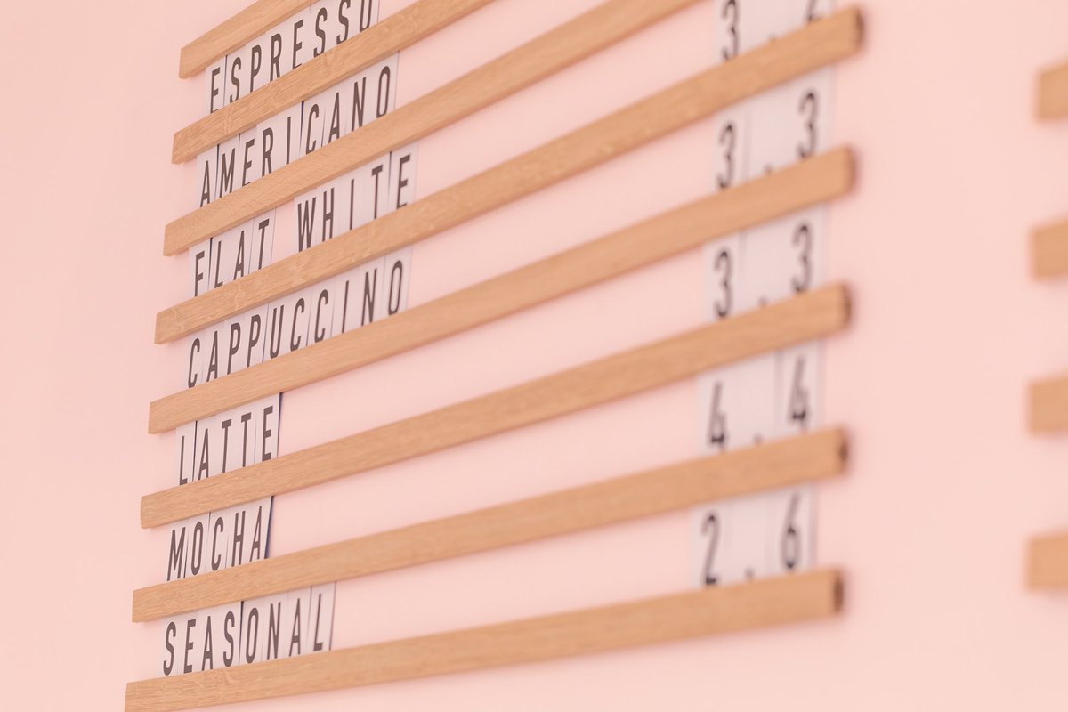 GoodwinDesign's tweet photo. Our ever popular slatted menu design, beautifully displayed by dog friendly café Romeo and Juliet’s Café. All made in our London workshop. #signswithsoul https://t.co/y8XgAXD954