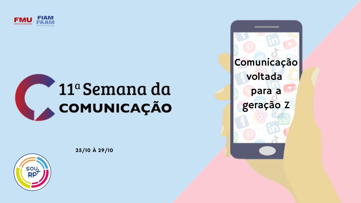 soumaisrp's tweet photo. Geração Z, vocês sabiam que o tema principal dessa semana é vocês?
Pois é, então já clica aqui e coloque o alarme no horário certo da palestra: https://t.co/Zoo8GB7q1y.
#rp #comunicação #palestra #horascomplementares https://t.co/M7VFWizkFR