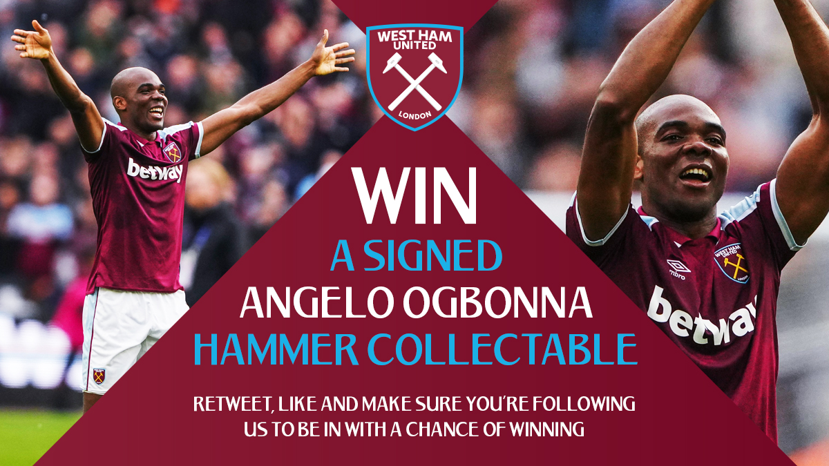 ⚒️| Win a signed Angelo Ogbonna Hammer Collectable card! 

Retweet, like and make sure you're following us to be in with a chance of winning.

#HammersHelp #COYI