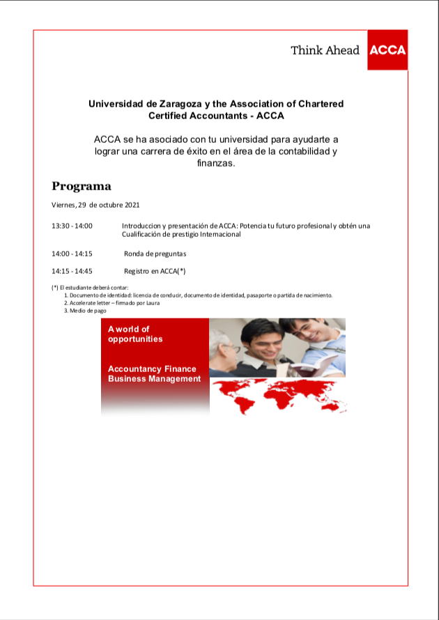 fecem_unizar's tweet photo. 📣 Jornada de Presentación de ACCA que, se ha asociado con el Grado en FICO.
📍 Ponente: Luz Barreto (Responsable de Desarrollo de Negocios en Europa Occidental ACCA)
📍 Día y Hora: Viernes 29 de octubre a las 13.30h. Lugar: https://t.co/Kv0GXMwqHH https://t.co/Aq1KMDtX2C