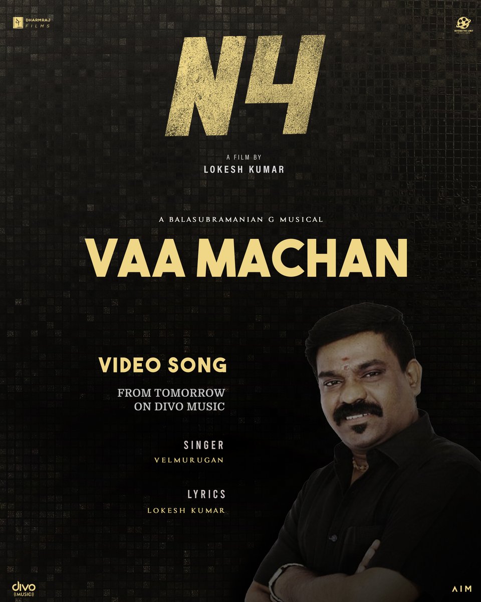 divomusicindia's tweet photo. A video song of #VaaMachan from #N4, composed by @Balamusician nd sung by @velmurugan_off is releasing Tomorrow on @divomusicindia YT.
#N4TamilFilm
@N4tamilfilm @FilmmakerLokesh @Yogesh_yogie @naveen_df @DharmrajFilms @BeyoDLCreations @AnupamaKumarONE @danivcharles https://t.co/QVVjTtR1qy