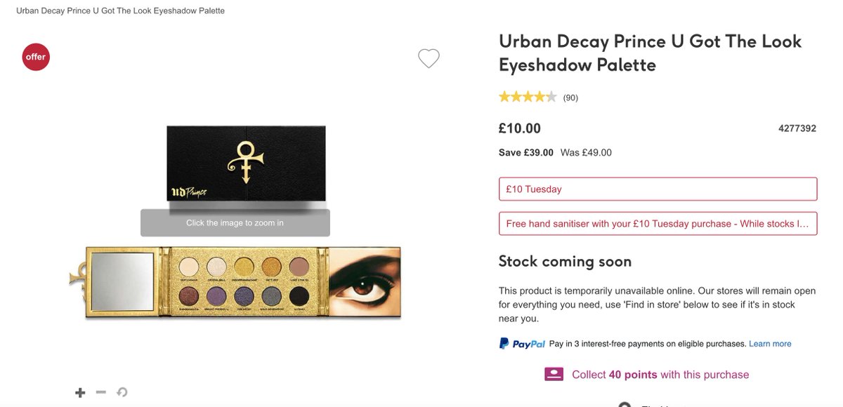 Skintdodgers's tweet photo. Holy smokes! This #UrbanDecay palette is just £10 today only on the Boots website. It normally retails for £50! 😲💄 #Boots #Makeup #Deals #Retail #Eyeshadow https://t.co/oKiwMlc3Jw