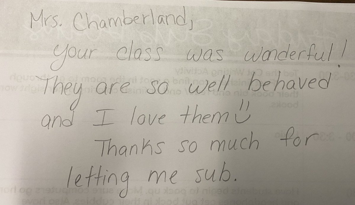 MrsChamberland's tweet photo. Never like being out of the classroom, but this is a nice thing to come back to! @Jen1Curry  @kristymc24 https://t.co/ZnR14IlqPI