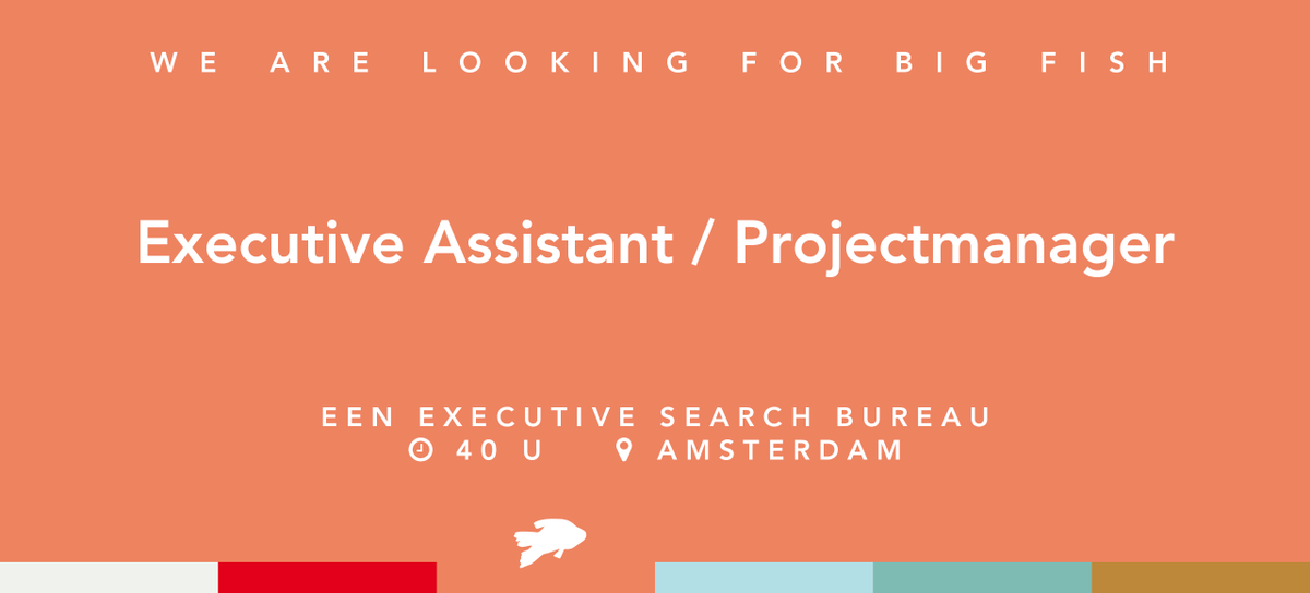 ProAssistanceNL's tweet image. Executive Assistant / Projectmanager | een executive search bureau | 40 uur | Amsterdam | bit.ly/3CioPy2

Een uitdagende functie voor een enthousiaste, professionele assistent, die graag samen met zijn/haar consultant, verder bouwt aan deze groeiende praktijk.
#fulltime