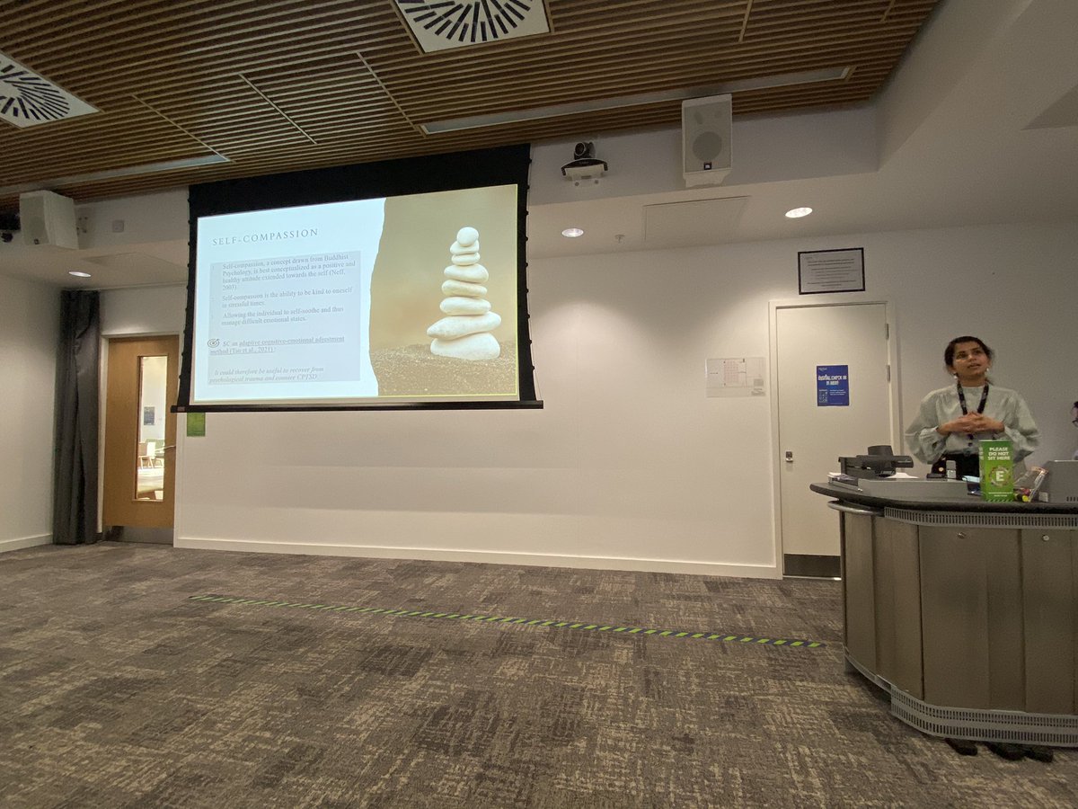 ClesCon's tweet image. Learning about the role of self compassion in emotional dysregulation  in complex post traumatic stress disorder from a talk by @PMisurya at #clescon