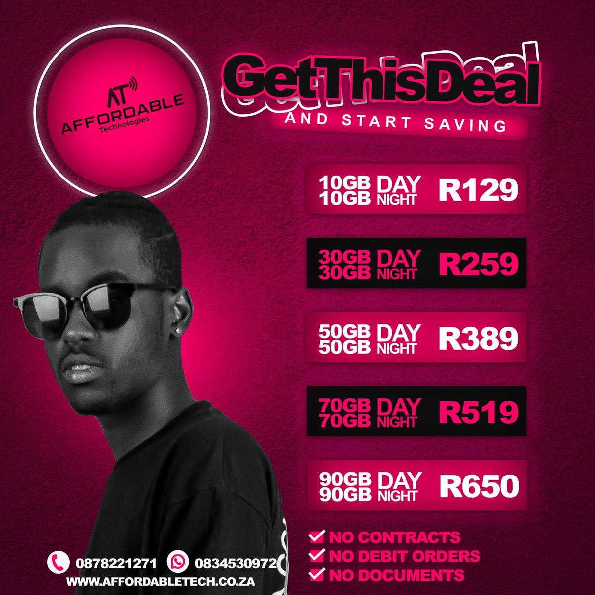 AffordableTech5's tweet photo. AFFORDABLE DATA BUNDLES
Get Connected for Less🔌📡
No contracts!! No Debit Orders!! No Documents Required!!
WhatsApp : 0834530972 Office line : 0878221271
You can also shop online on: https://t.co/Fbb9pfsHuB
#AT https://t.co/JEqb2nvfPn