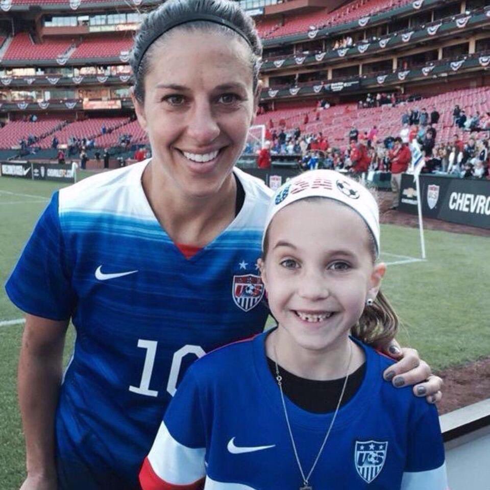 mariejudd's tweet photo. End of an era as @CarliLloyd departs from the @USWNT after today. A study in commitment, focus &amp; work ethic- she was also exceptionally kind when we met her at the New Zealand game about 3 months before she scored her 2015 World Cup Final hat trick to secure the W. @KateJudd6 👏 https://t.co/OiOWkBDYfe