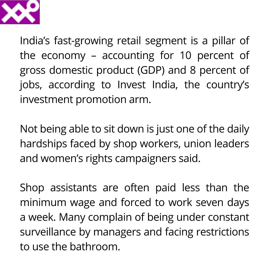 INDIAWDI's tweet photo. Tamil Nadu becomes second Indian state to enshrine the ‘right to sit’ in law, citing health risks for retail workers, who are mostly women.
https://t.co/qqBMh89wGG
#womenincharge #righttosit #femaleworkers #tradeunion #sexnotgender #female #indianwomen #TamilNadu #kerala https://t.co/6ioAZ81FEu